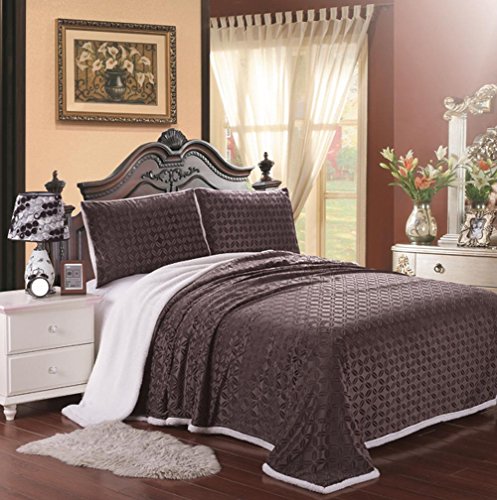 Cozy Living Ultra Soft Reversible Queen Blanket with Sherpa Lining - Chocolate