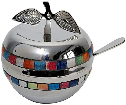 L'Shanah Tovah Happy&Healthy Honey Dish Nickel Multicolor 5 inch H With Glass Insert