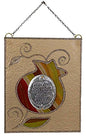 Ultimate Judaica Glass Plaque Home Blessing With Hebrew Â Medium - Orange Pomegranate - 5 inch W X 6 inch H