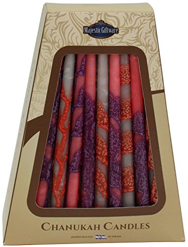 Lamp Lighters Ultimate Judaica Safed Chanukah Candles - 45 Pack -Pink/Grey/Blue - 6 inch 