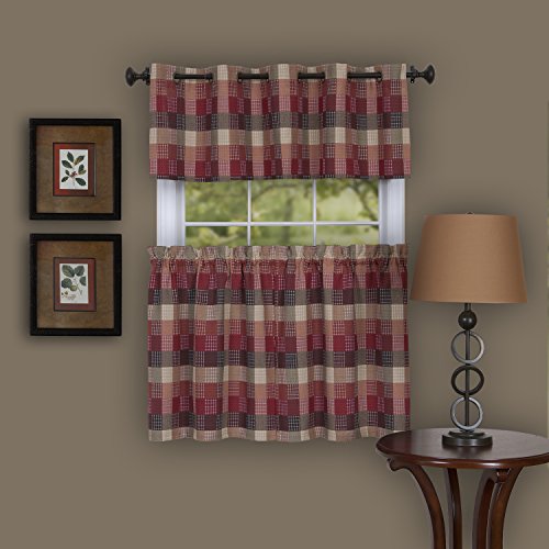 Ben&Jonah Collection Harvard - Window Curtain Tier Pair - 57x24 Burgundy