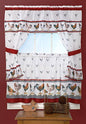 Ben&Jonah Collection Top of the Morning Cottage Window Curtain Set - 57x24 Tier Pair/57x36 Tailored Topper with attached valance and tiebacks. - Black/White