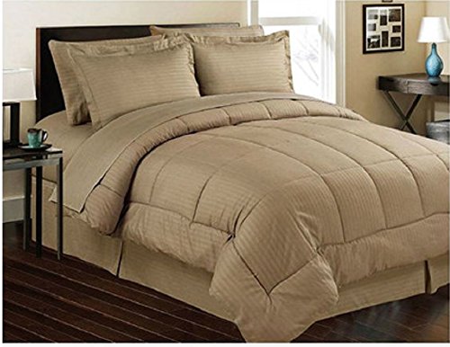Cozy Home Down Alternative 8 Piece Embossed Comforter Set - Mocha (Queen)