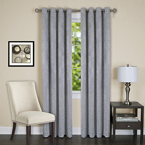 Lorraine Set of 2 Room Darkening Energy Efficient Blackout Curtain Panels (52 inch  x 84 inch ) with 8 Grommets - Silver