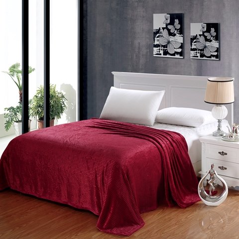 Popular Home Pinstripe Collection Red King Size Ultra Plush Blanket