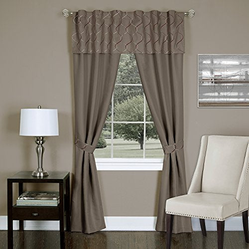 Ben&Jonah Collection Trellis - 5 Piece Window Curtain Set - 55x63 - Toffee