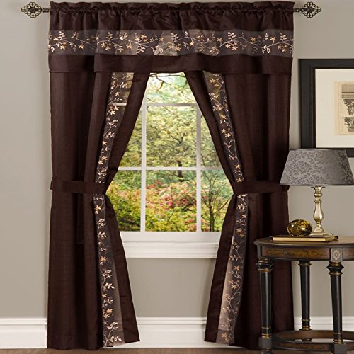 Ben&Jonah Collection Fairfield 5 Piece Window Curtain Set - 55x63 - Chocolate