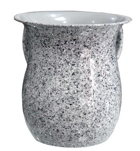 Ben and Jonah Wash Cup Stainless Steel White Marble Design 5.5 inch H