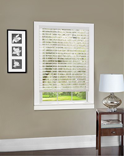 Plantation Collection Set of 6 Cordless Light Vane 2-Inch Sheer Mesh Fabric Blinds - White - 36 inch  x 64 inch  (Actual Measurement 35.5 inch  x 64 inch )