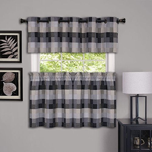Ben&Jonah Collection Harvard - Window Curtain Tier Pair - 57x36 Black
