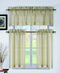 Park Avenue Collection Metallico Faux Linen Kitchen Curtain Set /Taupe