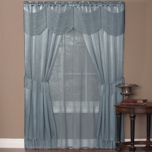 Ben&Jonah Collection Halley 6 Piece Window Curtain Set - 56x84 - Ice Blue