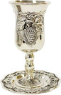 Silver Plated Kiddush Cup With Plate With Stand 6 1/4 inch  H