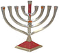 Lamp Lighters Ultimate Judaica Menorah Metal Diamond Design - Red Â - 10 inch W X 9.5 inch H