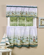 Park Avenue Collection Hamptons Printed Tier and Valance set 58x24 Tier Pair and 58x13 Valance - Sand