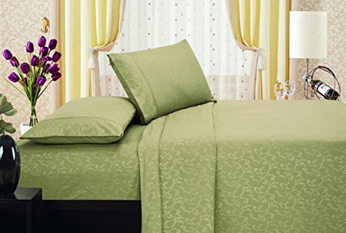 Ben&Jonah Designer Plush Full Flower Embossed Sheet Set -Khaki