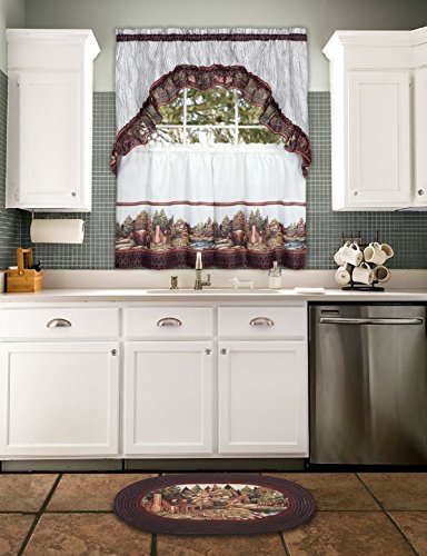 Ben&Jonah Collection Woodlands - Printed Tier & Swag Window Curtain Set 57x36 - Brown