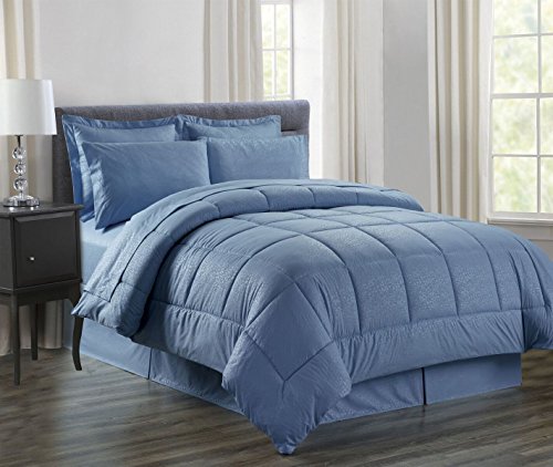 Ben&Jonah Queen Size 8Â Piece Vine Down Alternative Bed N BagÂ  (86 inch  x 86 inch ) - Ocean Blue