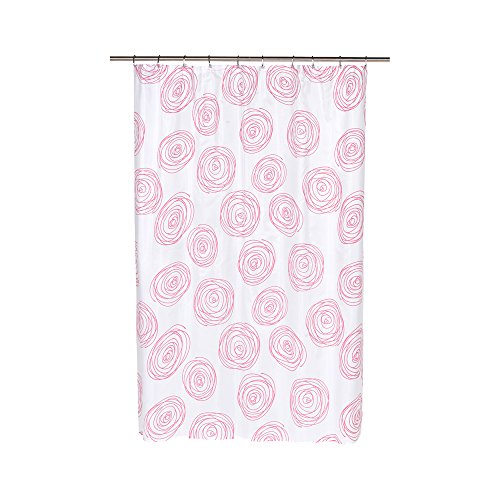 Park Avenue Deluxe Collection Park Avenue Deluxe Collection  inch Lucerne inch  Fabric Shower Curtain with Poly Taffeta Flocking in Fuchsia/White