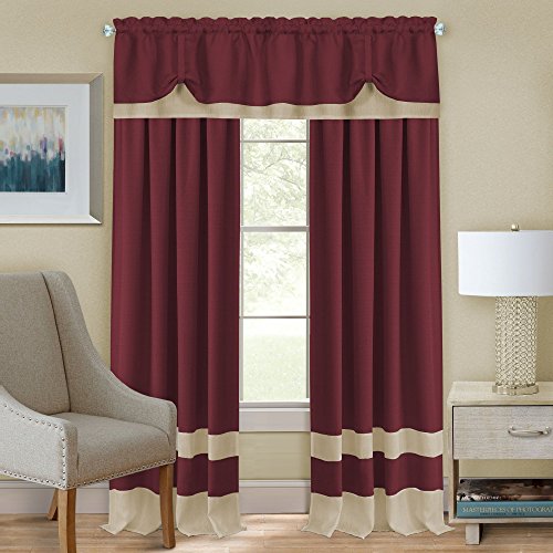 Ben&Jonah Collection Darcy Rod Pocket Window Curtain Panel - 52x63 - Marsala/Tan