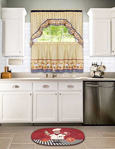 Ben&Jonah Collection Cucina - Printed Tier and Swag Window Curtain Set - 57x36 - Multi