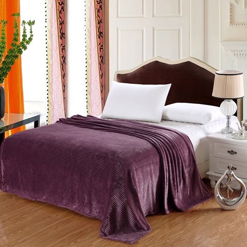 Popular Home Pinstripe Collection Purple King Size Ultra Plush Blanket