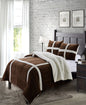 Simple Elegance by Ben&Jonah 3 Piece King Size Flannel Blanket Set with Sherpa Backing (102" x 90") - Chocolate