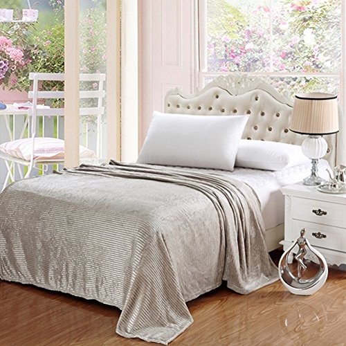 Ben&Jonah Designer Plush Queen Pinestripe Warm Blanket -Grey