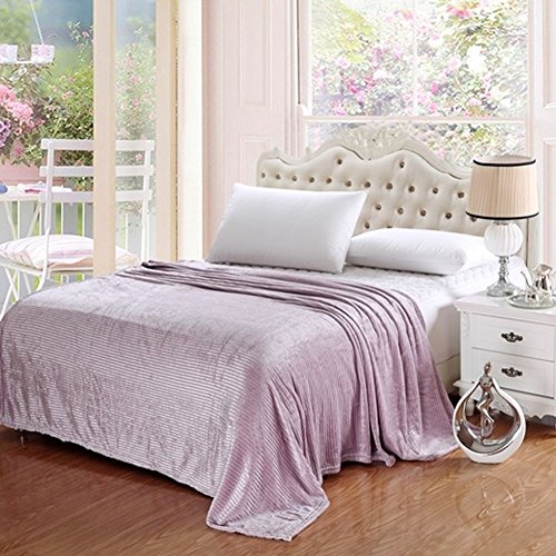 Ben&Jonah Designer Plush King Pinestripe Warm Blanket -Lavender