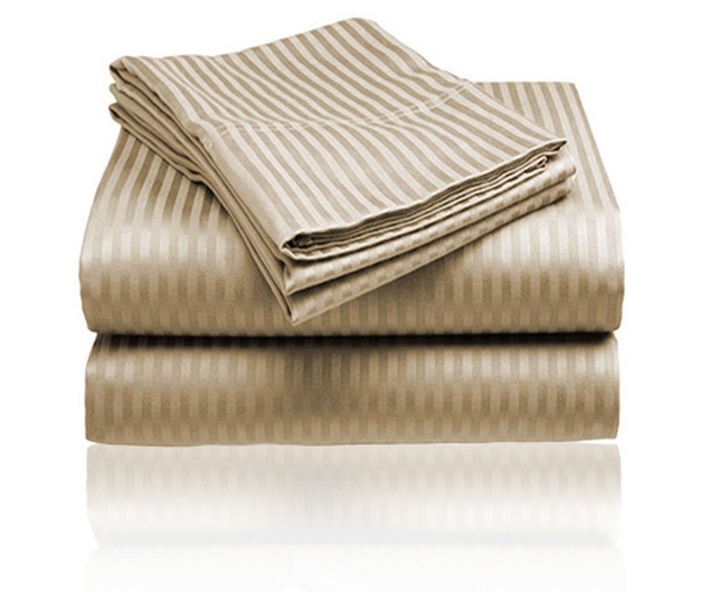 Cozy Home 1800 Series Embossed Striped 3-Piece Sheet Set Twin - Beige