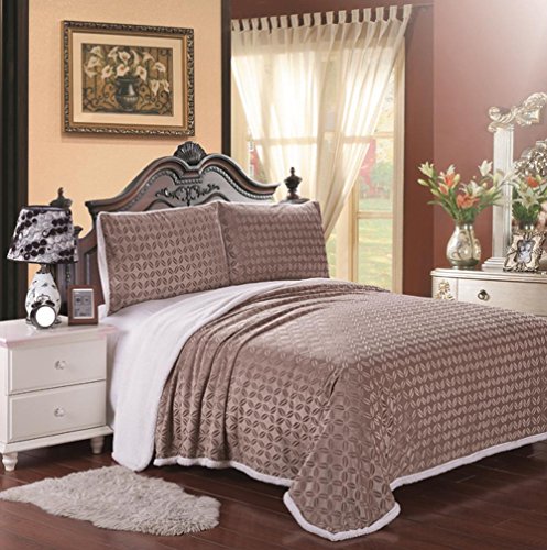 Luxurious Home Ultra Soft Reversible King Blanket with Sherpa Lining - Mocha