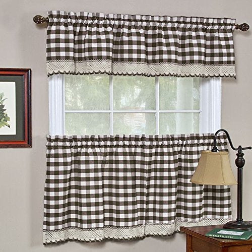 Park Avenue Collection Buffalo Check Tier Pair - 58x24 - Chocolate
