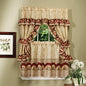 Ben&Jonah Collection Sunflower Cottage Window Curtain Set - 57x36 Tier Pair/57x36 Ruffled Topper with attached valance and tiebacks. - Antique
