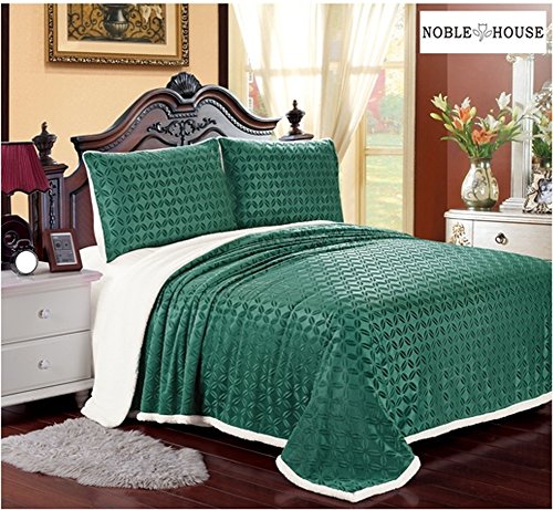 Luxurious Home Ultra Soft Reversible King Blanket with Sherpa Lining - Sage