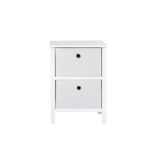 Traditional Elegance EZhome Foldable Furniture 2 Drawer Night Stand 22” x 16” x 19” - White