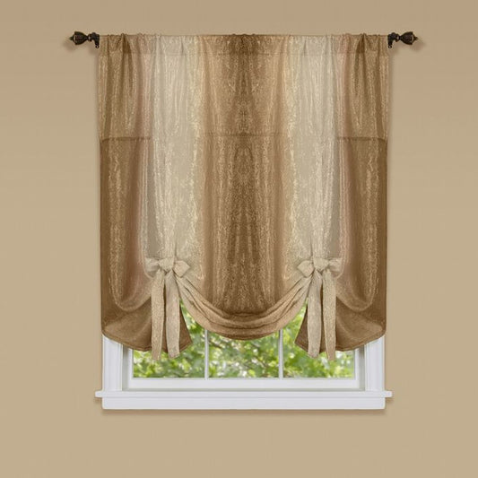 Traditional Elegance Ombre Window Curtain Tie Up Shade 50x63 - Sandstone