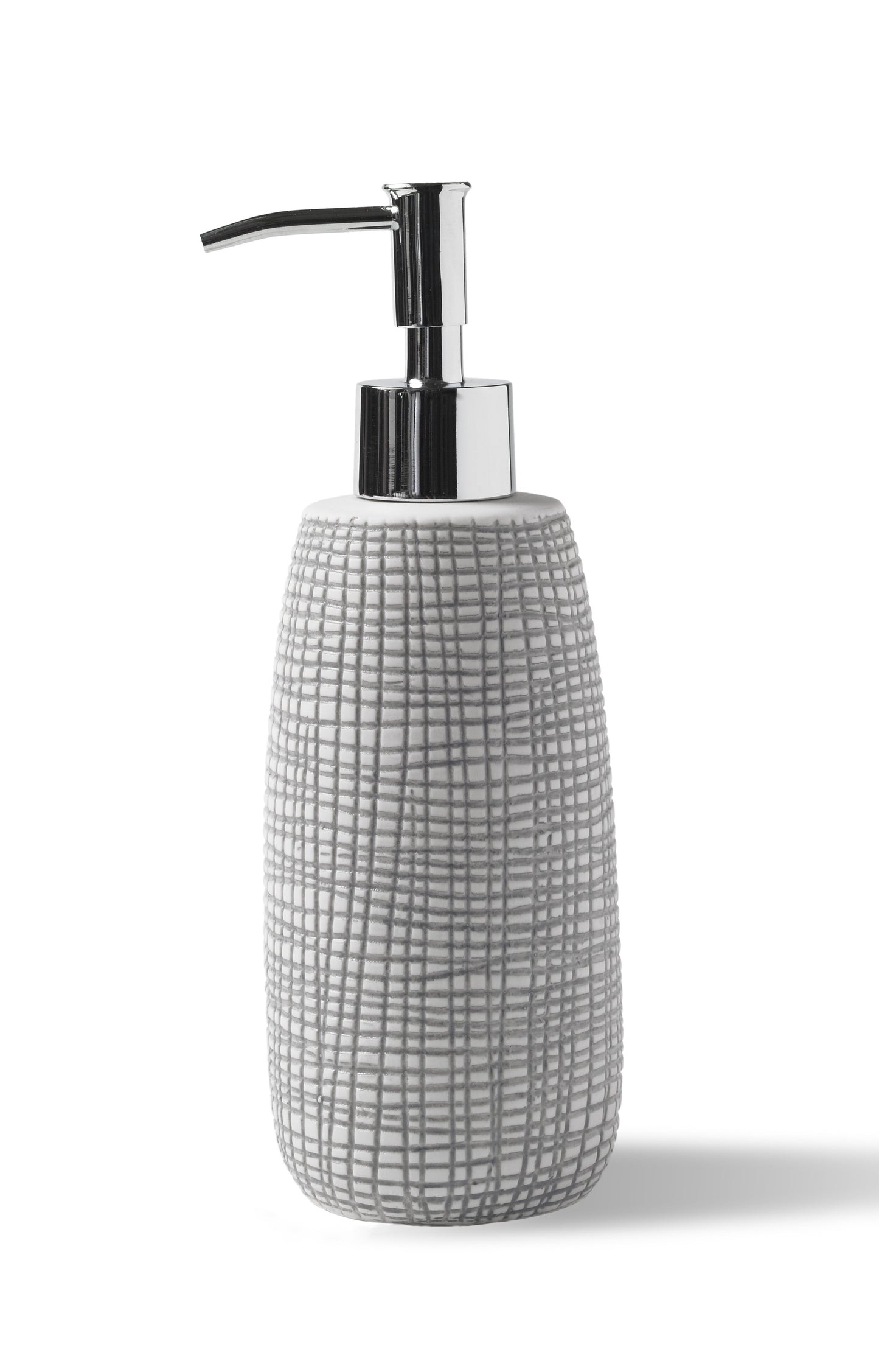 Royal Bath Raffia Embossed Porcelain Lotion Dispenser/ Soap Pump 2.83"D x 7.99"H