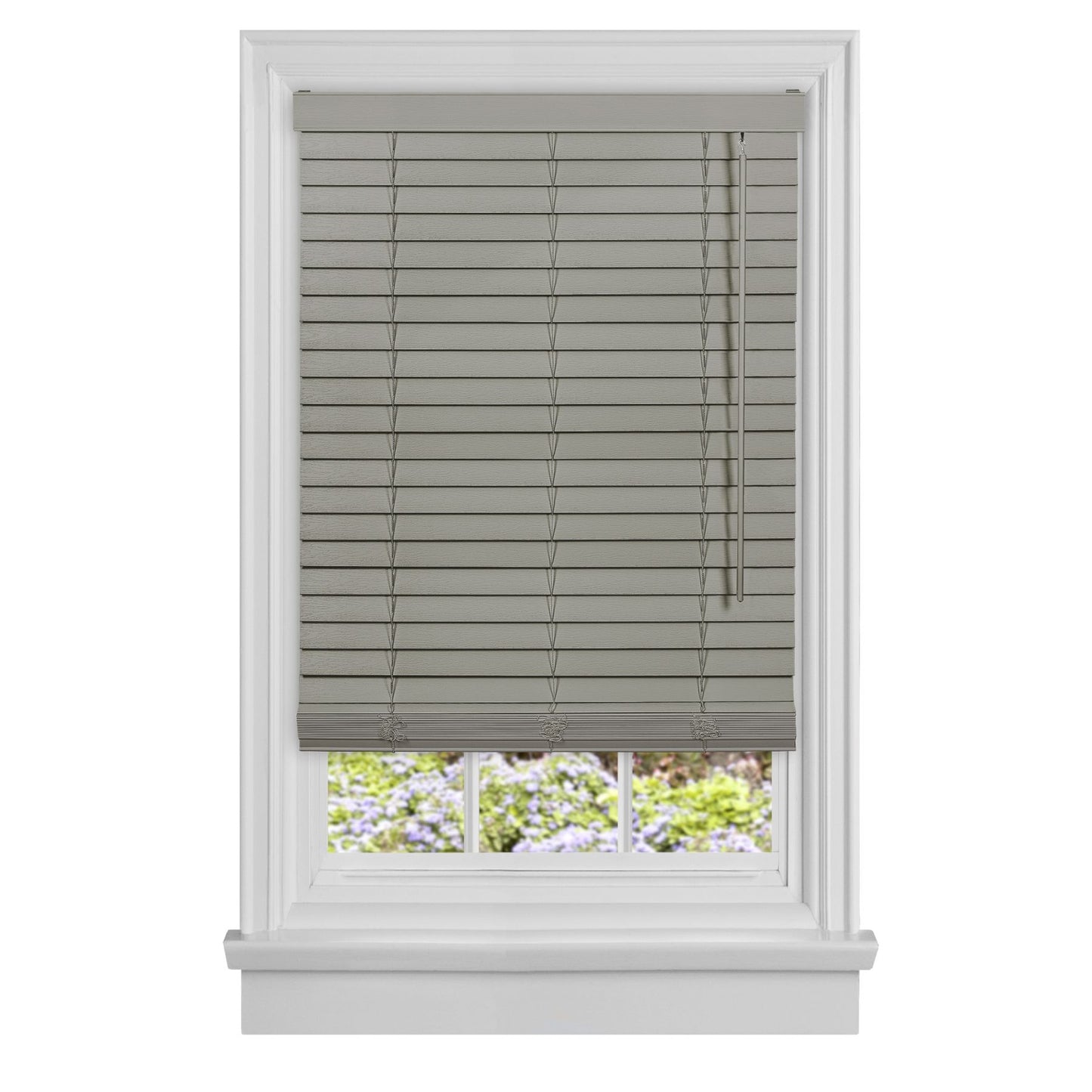 Traditional Elegance Cordless Madera Falsa 2" Faux Wood Plantation Blind 31x64 - Grey