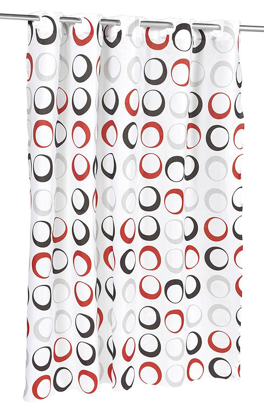 Park Avenue Deluxe Collection Park Avenue Deluxe Collection EZ-ON?  inch Circles inch  Polyester Shower Curtain in White Black& Red