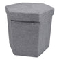 Traditional Elegance Collapsible Hexagon Storage Ottoman - Grey Linen 15x15x15