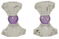 Ben and Jonah Sabbath/Shabbos Crystal Candlesticks - Purple - 3.25" H 2.75" L