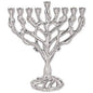 Ben&Jonah Highly Polished Chrome Plated Menorah-Flowers and Vine Design-9 1/2" x 4" x 10 1/4"