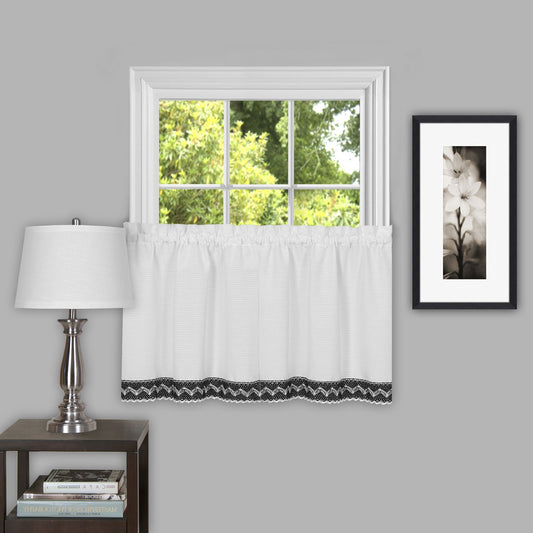 Traditional Elegance Provincial 58x36 Window Curtain Tier Pair - Black