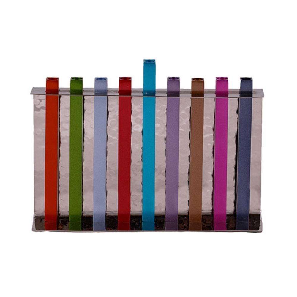 Ben&Jonah Chanukah Menrorah - Long Branches - Multicolor  -  9" x 7" x 2"