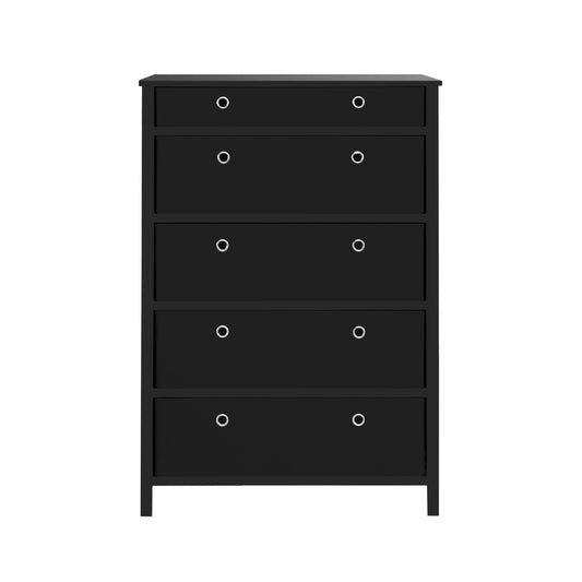Traditional Elegance EZhome Foldable Furniture 5 Drawer Tall Dresser 45” x 31” x 19” - Black