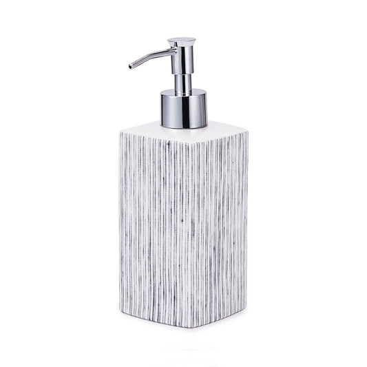 Royal Bath Rayas Grises Porcelain Lotion Dispenser/ Soap Pump 8"H x 2.5"W x 2.5"D