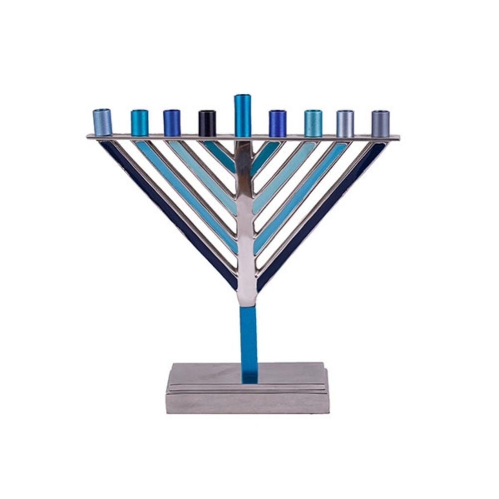 Ben&Jonah Small Chanukah Menorah - Chabad - Blue - 7.5" x 6.4" x 2"