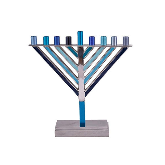 Ben&Jonah Small Chanukah Menorah - Chabad - Blue - 7.5" x 6.4" x 2"
