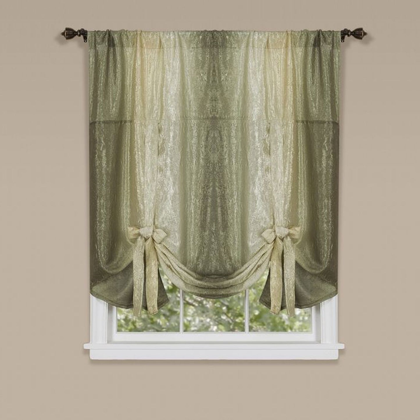 Traditional Elegance Ombre Window Curtain Tie Up Shade 50x63 - Sage