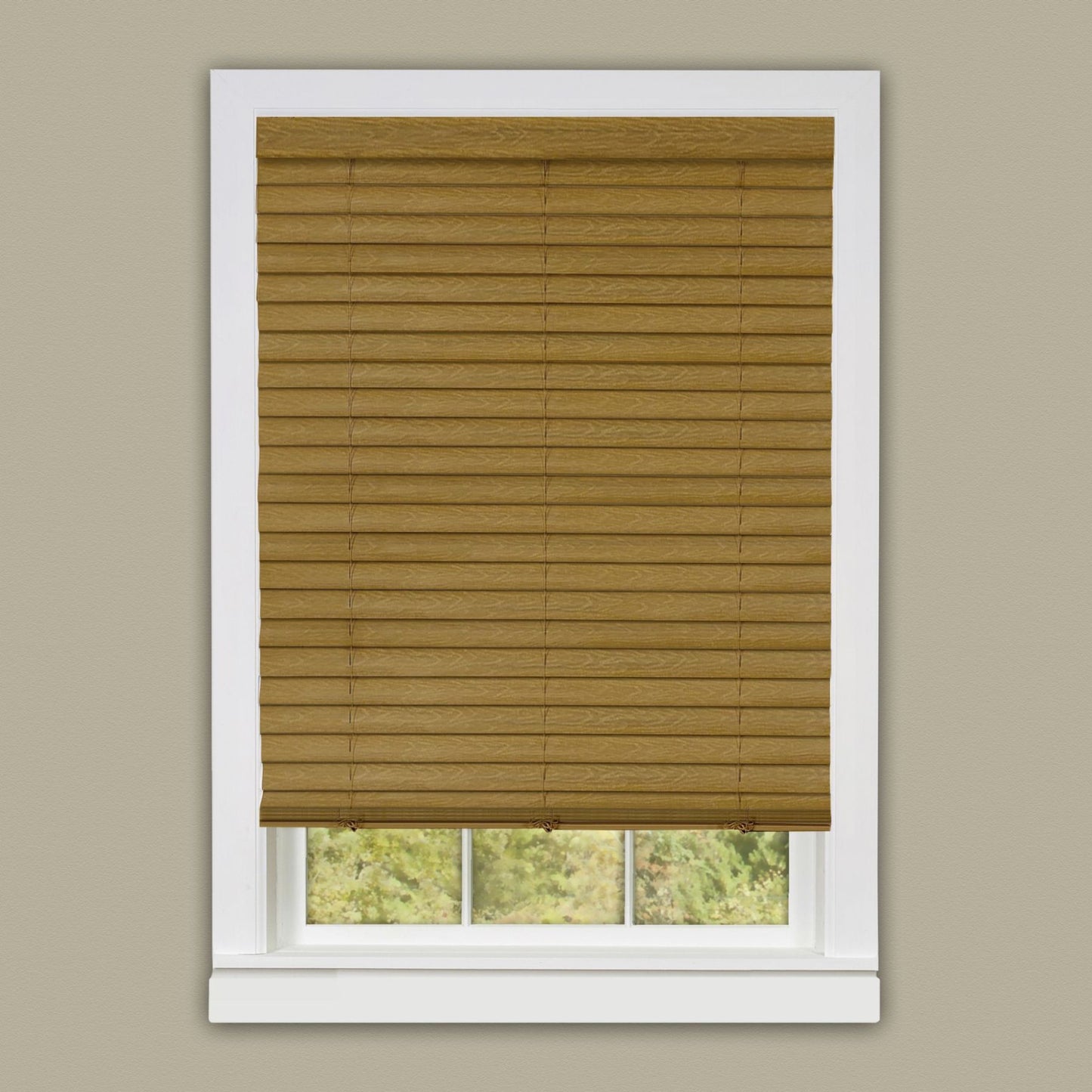 Traditional Elegance Cordless Eclipse 2" Vinyl Venetian Blind with 2 in. Valance 31x64 - Woodtone